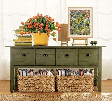 Baskets are both functional and decorative. Look for baskets with lids to 